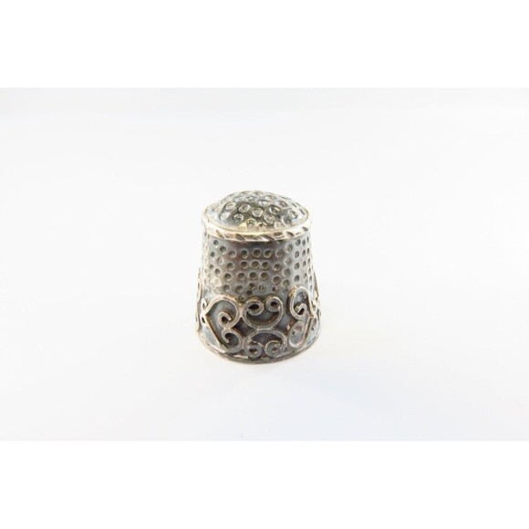 Vintage Sterling Silver Thimble Taxco Mexico JGH Fancy Design Size 8 - Picture 6 of 7